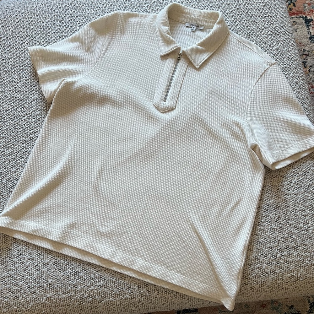 Madewell Quarter Zip Pique Polo Shirt